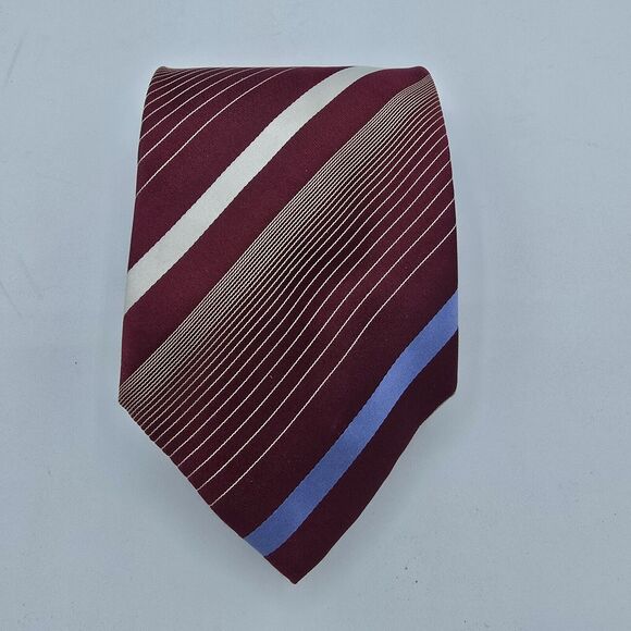 Kenneth Cole Reaction Other - Necktie Mens Vintage Kenneth Cole 59 By 3 Inch Tie 100% Silk Burgundy Striped